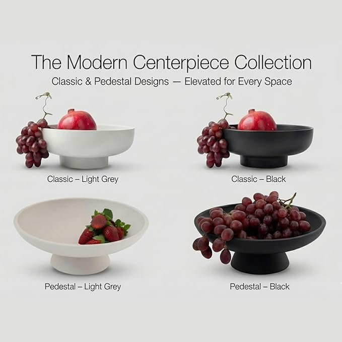 12" Concrete Extra Large Fruit bowl for Kitchen Counter, Coffee Table Decor, Decorative Key Bowl, Home Décor Accents, Kitchen Counter Decor Grey