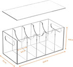 Acrylic Belt Organizer Holder for Closet with Dust Cover Lid - Clear Storage Display Case for Drawer - 5 Compartments