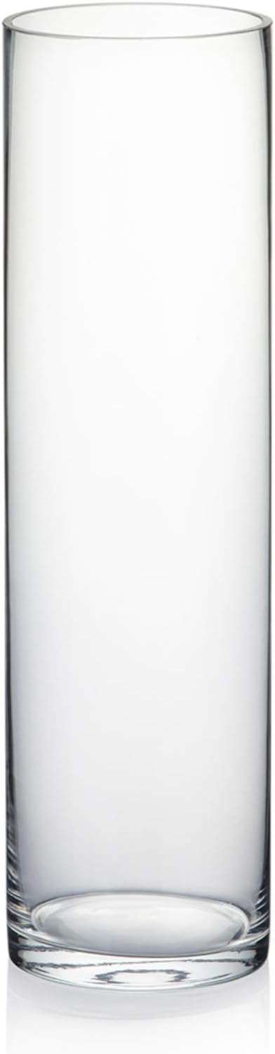 WGVI Quality Thick Weighted Tall Clear Cylinder Glass Vases, 4" W x 14" H, Flower Arrangement Floating Candle Holders Wedding Centerpieces Floral Bouquet Container Home Accent Decor, 1 Piece