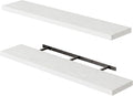 Fixwal Floating Shelves for Wall, 47.2" Long Heavy Duty Wall Mounted Rustic Wood Shelves for Living Room, Bedroom, Bathroom and Kitchen, for Storage, Books, Room Decor (White, Set of 2)