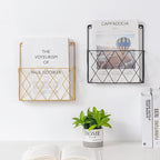 Iron Wire Collection For Case Wall Mount File Holder Metal Magazine Organizer Holder Home School Dorm Organizer Supplies Wall Magazine Holder Rack Gold Metal Clear For Bathroom