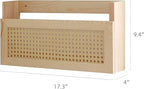FIRADE Wood Magazine Wall Rack with PE Rattan Grid,Size 17.3" x 4" x 9.4",File Holder For Entryway,Living Room,Waiting Room,Kids’ room,Office