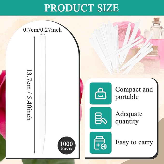 1000 Pieces Perfume Tester Strips - Perfume Paper Test Strips -Premium Fragrance Tester Strip for Scent Evaluation, Disposable Fragrance Test Strips for Aromatherapy & Spice Oils(White,Sharp)