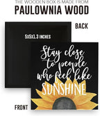 Black Room Decor Sunflower Gifts for Women Rustic Country Wooden Square Sign Decor Sunflower Summer Decorations for Home House Outdoor Shelf Wall Farmhouse Table Shelf