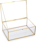 Hipiwe Vintage Glass Keepsake Box - Rectangle Jewelry Display Organizer, Vanity Lidded Home Decor Accent for Storage Trinket Rings Bracelet Rock - X-Large