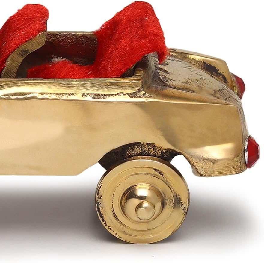 NAMS Brass Vintage Car Showpiece Antique Classic Convertible Figurine Red Seat for Home Decor, Office Desk, Living Room Decoration Traditional Collectible Display Showcase Unique Gift Item (9x5x4 cm)
