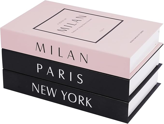 3 PCS Faux Decorative Books for Home Decor-Coffee Table Books Decor-Aesthetic Fake/Faux Books for Decoration,libros Decoration for Coffee Table, Shelf Accessories (3-Paris/Milan/Newyork)