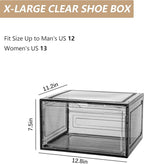 Attelite Shoe Box, Upgraded Large Clear Shoe Storage Box Stackable, 8 Pack Thicken Plastic Shoe Containers, Drop Front Large Magnetic Door,Shoe Storage Organizer for Display Sneakers