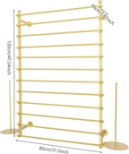 12-Tier Wall Mounted Scarf Rack, Scarf Display Rack, Towels Storage Hanger, Commercial Hijab Scarf Holder Organizer Space Saving for Retail Stores, Boutiques, Home (Gold, 31.5in Width)
