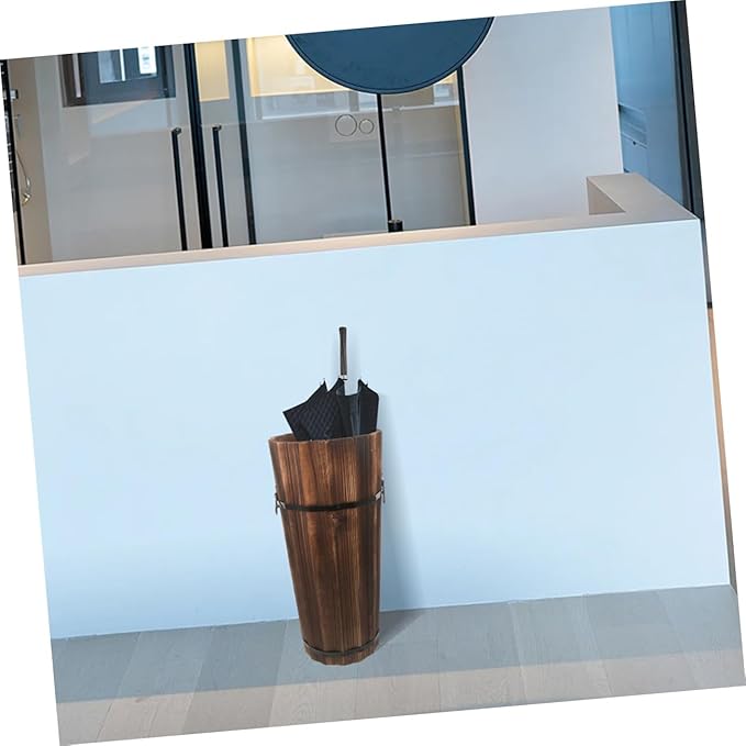 MAGICLULU Handmade Carbonized Wood Stand Modern Umbrella Stand Storage Tube for Umbrellas Walking Sticks and Decorative Fans Indoor Outdoor