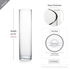 WGVI Quality Thick Weighted Tall Clear Cylinder Glass Vases, 4" W x 16" H, Flower Arrangement Floating Candle Holders Wedding Centerpieces Event Floral Container Accent Home Decor, 1 Piece