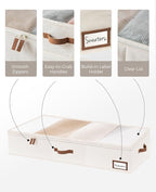 StorageWorks Under Bed Storage Containers with Handles and Label Holder, 2 Pack Ultra-thick Fabric Underbed Bins, Closet Organizer for Clothes, Blankets, Sweater