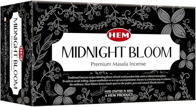 HEM Midnight Bloom Natural Masala Relaxing Incense Sticks - 12 Packets (15g Each)