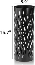 Noamus Metal Umbrella Holder, Umbrella Stand Rack for Entryway, Freestanding Rain Collection Umbrella Organizer, Round Canes Walking Stick Storage Bin for Home Office Decor, Black, 5.9"x5.9"x15.7"