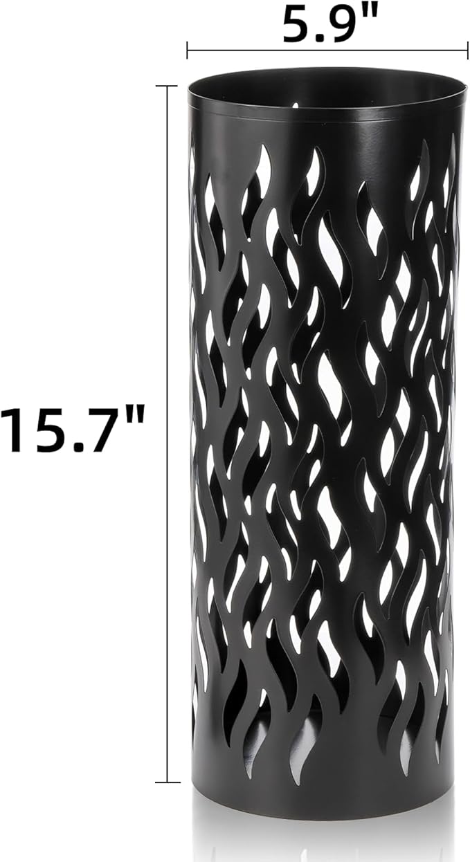 Noamus Metal Umbrella Holder, Umbrella Stand Rack for Entryway, Freestanding Rain Collection Umbrella Organizer, Round Canes Walking Stick Storage Bin for Home Office Decor, Black, 5.9"x5.9"x15.7"