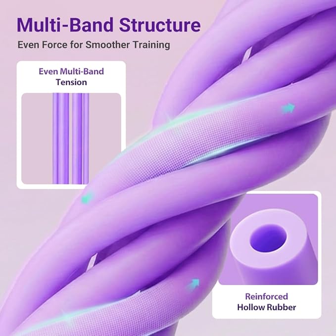 Pedal Resistance Bands with Handles, Upgrade 6-Tube Natural Rubber Foot Pedal Resistance Band for Multifunction Stretching Workout, Abdomen Waist Arms Legs Training