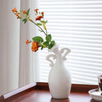 Vase with Attitude, White Ceramic Small Neck Vases, Novel and Lovely Unique Shape Vase, 7inch Modern Home Decoration Vases, Can Be Used As A Decoration for Dining Table Bookcase and Desk