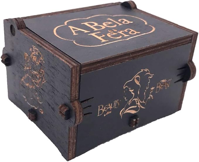 Youtang Beauty and The Beast Music Box Hand Crank Musical Box Carved Wooden,Play (Beauty and The Beast Theme, Black)
