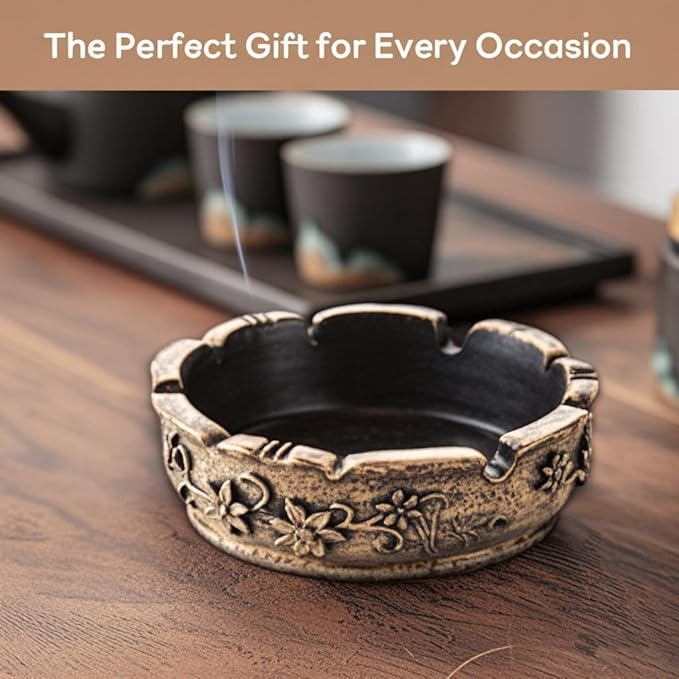 Cigar Ashtray Ash Tray,Cute Ashtray for Outside Patio Outdoor(Vintage,Bronze)