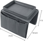 5 Pockets TV Remote Control Holder Couch Sofa Tray Armrest Organiser Oxford Chair Couch Caddy Sofa Armrest Bag Bedside Storage Hanging Organiser for Magazine Books Snack Mobile DVD Cellphone (Grey-a)
