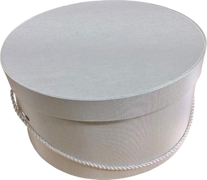 Sarah's Hat Boxes Classic Ivory Hat Box – 21.5" x 11.5" (Dia. x Ht.) Handmade in USA – Odorless Non-Toxic Adhesive, Cording Handle – Premium Storage for Hats & Accessories