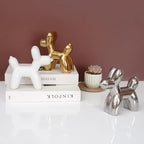 Notakia Large Silver Cute Ceramics Balloon Dog Statue Crafts Living Room Desktop Decorations,Handmade Modern Small Ceramic Animal Statue Ornament Home Decor Accents