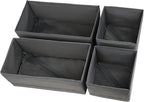 Washable Cloth Drawer Organizer, Set of 4 Foldable Sock Dresser Drawer Organizers Storage Boxes, Fabric Storage Boxes Closet Cabinet Organizer for Clothes (Gray, 2M+2S)
