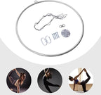 Aerial Hoop Kit 35inch/ 90cm Professional Single-Point Aerial Yoga Hoop Equipment Complete Stainless Steel Circus Aerial Ring Set for Fitness Dancing Training Performance