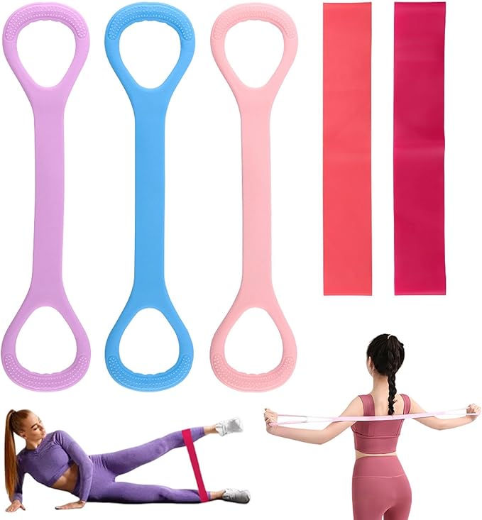 3pcs Figure 8 Fitness Resistance Band Elastic Bands for Working Out Elastic Rope Stretch Fitness Band Training Exercise Bands for Women Yoga