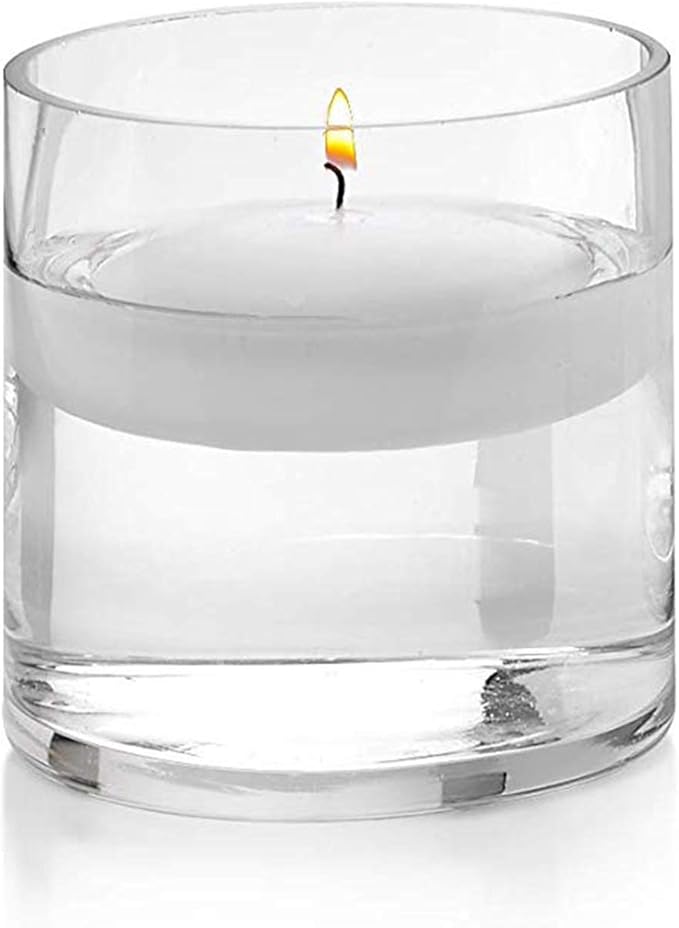 WGVI WGV Cylinder Vase Bulk, 4" W x 4" H, Floral Container, Glass Candle Holder Centerpiece Planter Terrarium for Wedding Party Event, Home Office Decor, Clear, 12 Pieces