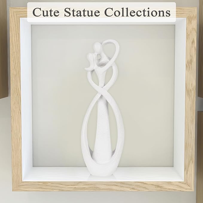 Trycooling Kissing Lovers Statue Abstract Sculpture Resin Statues for Home Decor Modern Home Office Desktop Shelf Bookshelf Decor (White, Small)