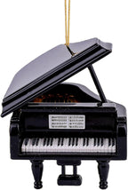 3.15" Wooden String Miniature Grand Piano Hanging Ornament Mini Musical Instrument Replica Music Birthday Gifts Holiday Tree Home Decoration Display Ornament Model (Black, 3.15" Piano)