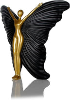 Black Fairy Butterfly Statue Collectible Figurines - Fairy Butterfly Art Sculptures Abstract Modern Home Decor Accents - Resin Black Fairy Statues Gifts for Office Desktop Shelf Cabinets Coffee Table