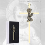 DCCXN Baby Wall Cross Baptism Gifts for Boys, 6 Inch Gold Praying Boy Crosses for First Holy Communion, Christening, Baptismal Cross Decor