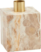 Mud Pie Tan Marble Taper Holder; 4" X 3"