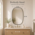 USHOWER Black Oval Arch Bathroom Mirrors for Over Sink, 24x36 Inch Bathroom Vanity Mirror for Bathroom, Bedroom, Vanity, Entryway, Aluminium Frame, Anti-Rust, Modern Wall Decor