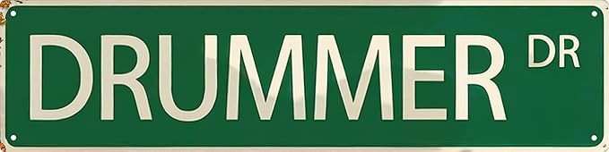 Classic Drummer Street Metal Sign 4x16 in Wall Art for Music Lovers Installation for Home Decor