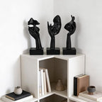 3 Pcs Thinker Large Statue Set - Black Art Abstract Home Accent Figurines for Living Room, Bedroom, Shelves, Office Desktop, Coffee Table Decor, Gift for Women (3 Pcs Black, 9")