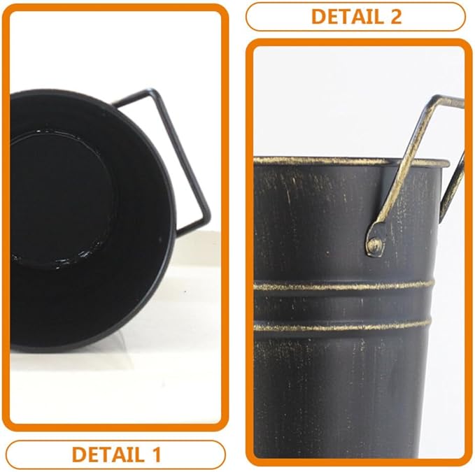 NOLITOY Metal Umbrella Stand Rack Large Umbrella Holder Bin Freestanding Walking Stick Cane Holders Rustic Farmhouse Flower Bucket Vase for Entryway Office Home Black