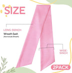 2 Pcs Light Pink Wreath Sash for Front Door Linen Wreath Ribbon Bow for Yard Porch Garland Home Decor