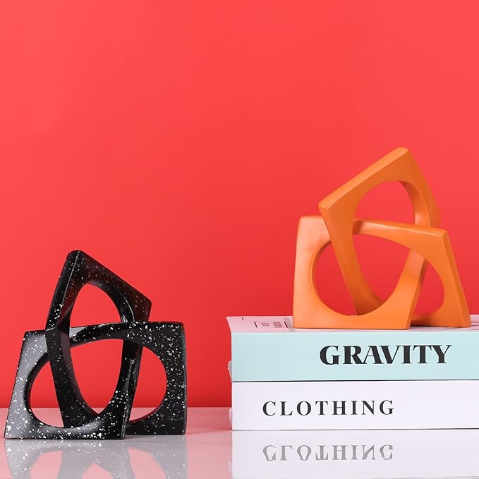 Modern Geometric Sculpture Black Knot Statue Decor, Home Bookcase Centerpiece Jax Decorative, Tabletop Sculpture and Figurines, For Home Decor Accent Cube Ornaments