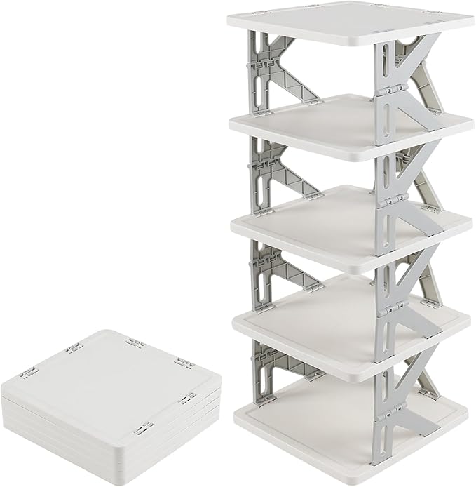 Foldable Shoes Organizer, 5-Tier Vertical Shoe Rack, Narrow Shoe Storage for Entryway, Front Door, Closet, Bedroom, Hallway