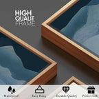 BINCUE Framed Blue Mountain Wall Decor Fog Blue Ridge Mountains Wall Art Minimalist Landscape Artwork Simple Blue Pictures Modern Mountain Wall Paintings for Living Room Bedroom Office 16x24 Inches Set of 3 Gift