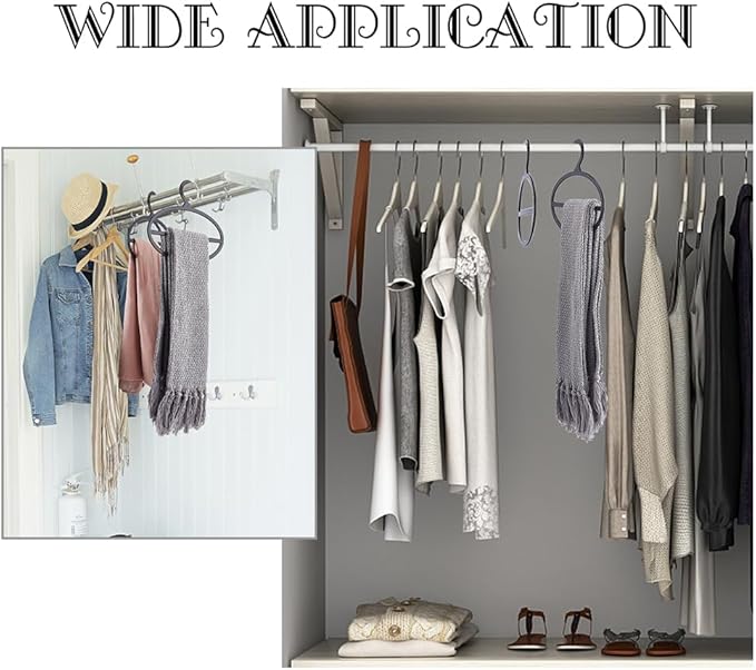 AHANDMAKER 10 Packs Black Scarf Hanger, Scarf Holder Organizer Space Saving Plastic Scarf Hanger, for Shop Home Scarves Headscarves Sorting Storaging
