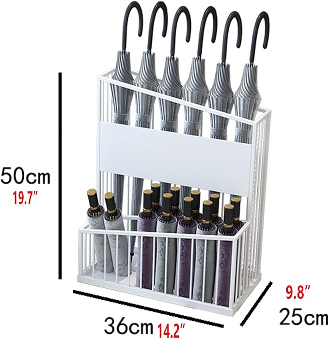 Large-Capacity Commercial Umbrella Stand Umbrella Holder for Hotel Offices - 2 Tier Metal Umbrella Stand, Entrance Umbrella Organizer