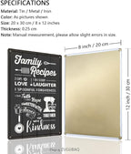 Funny Kitchen Signs Decor-Kitchen Farmhouse Decor-Personalized Kitchen Metal Sign-Retro Kitchen Counter Accessories-12x8 Inch Hanging Plaque Home Wall Decorations-Family Recipes Carbon Gray