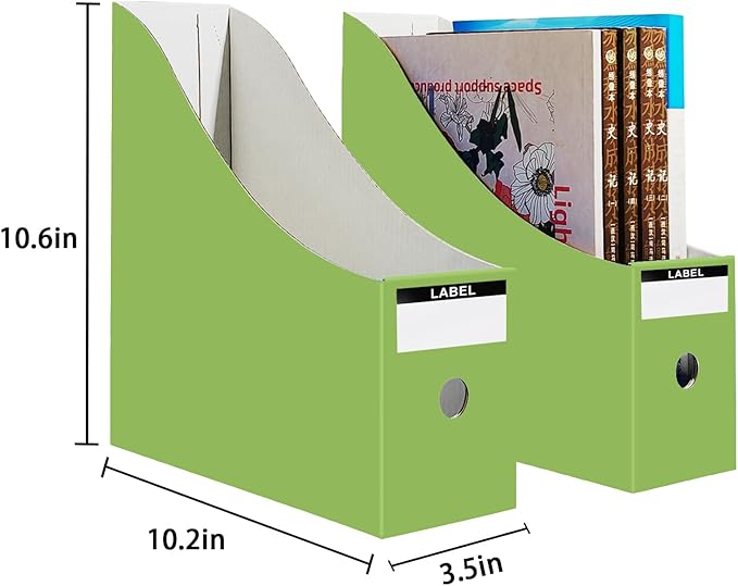 Limitliho 24 Pack Cardboard Magazine Holder for Desk, Book Bins for Classroom Library,Office,Home, 10.6" H x 10.2" L x 3.5" W in Magazine File holder (Fresh color)