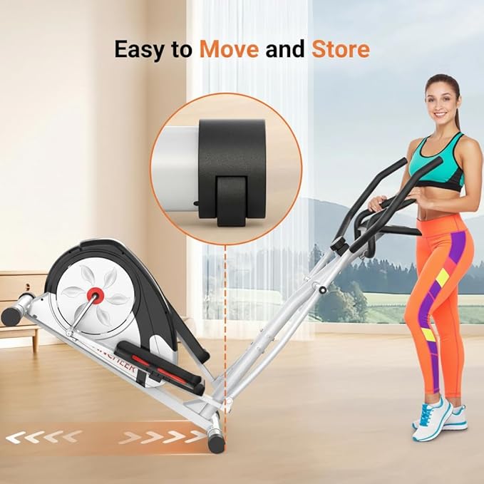 ANCHEER Elliptical Exercise Machine, Elliptical Trainer for Home Gym, Exercise Equipment 500Lbs Max Weight,Ultra-Silent Elliptical Machine, with Pulse Rate Grips&Smooth Resistance Levels