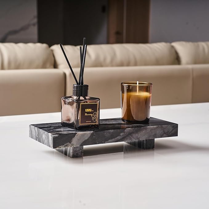Natural Marble Tray Pedestal Stand, Soap Dispenser Holder, Modern Marble Riser for Decor Display, Soap Pedestal for Bathroom, Kitchen, Home Decor