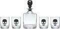 Oneida Barware, 5-Piece Skeleton Whiskey Set, 4 Drinking Glasses & 1 Decanter, Dishwasher Safe, Halloween Decor Indoor, Halloween Table Decorations for Party, Skeleton Themed (4 Glasses, 1 Decanter)